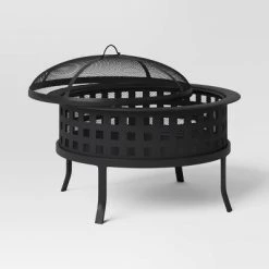 Metal Lattice Wood Burning Round Outdoor Fire Pit Black - Room Essentials™ -Room Essentials Sales Store GUEST 0702e627 e9b2 4a79 b075 10dc882502be