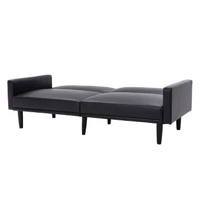 Faux Leather Futon Sofa with Arms Black - Room Essentials™ 10 Faux Leather Futon Sofa with Arms Black - Room Essentials™ - Image 10