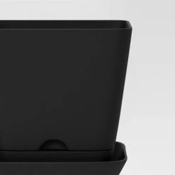 4pc Square Indoor Outdoor 3 Planter Pots with 1 Saucer 12.2"x4" - Room Essentials™ Black -Room Essentials Sales Store GUEST 0ca4b7b4 6b48 4ff1 b969 112371e322ed