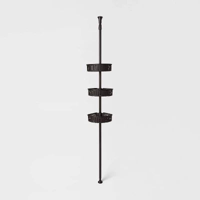 Steel Corner Tension Pole Caddy - Room Essentials™ Black 4 Steel Corner Tension Pole Caddy - Room Essentials™ Black - Image 4
