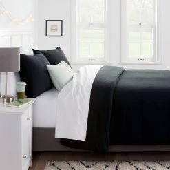 Microfiber Textured Duvet Cover & Sham Set - Room Essentials⢠Dark Gray