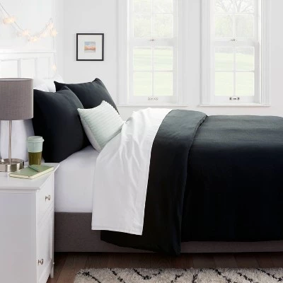 Microfiber Textured Duvet Cover & Sham Set - Room Essentials™ Dark Gray 1 Microfiber Textured Duvet Cover & Sham Set - Room Essentials™ Dark Gray