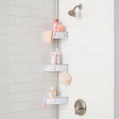 Steel Corner Tension Pole Caddy - Room Essentials™ Black 1 Steel Corner Tension Pole Caddy - Room Essentials™ Black