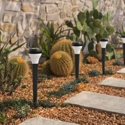 6pk Round Solar LED Outdoor Path Lights Matte Black - Room Essentials™