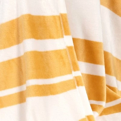 Printed Plush Striped Throw Blanket - Room Essentials™ Yellow 3 Printed Plush Striped Throw Blanket - Room Essentials™ Yellow - Image 3
