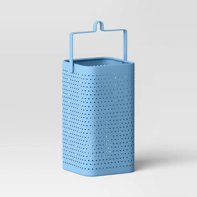 10"x5.93" Pillar Iron Outdoor Lantern Candle Holder - Room Essentials™ Blue 6 10"x5.93" Pillar Iron Outdoor Lantern Candle Holder - Room Essentials™ Blue - Image 6