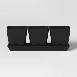 4pc Square Indoor Outdoor 3 Planter Pots with 1 Saucer 12.2"x4" - Room Essentials™ Black -Room Essentials Sales Store GUEST 3b4b3307 444c 48ba 999d b874bc63a3f3