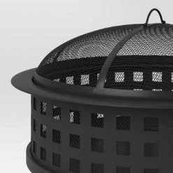 Metal Lattice Wood Burning Round Outdoor Fire Pit Black - Room Essentials™ -Room Essentials Sales Store GUEST 44fb75d3 2e02 4919 a04a e3a36a1eb1af