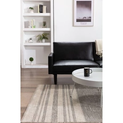 Faux Leather Futon Sofa with Arms Black - Room Essentials™ 2 Faux Leather Futon Sofa with Arms Black - Room Essentials™ - Image 2