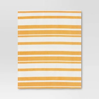 Printed Plush Striped Throw Blanket - Room Essentials™ Yellow 2 Printed Plush Striped Throw Blanket - Room Essentials™ Yellow - Image 2