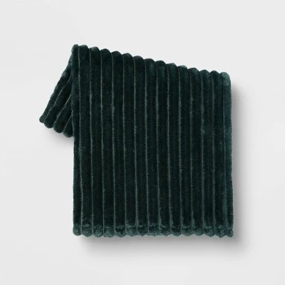 Ribbed Plush Throw Blanket - Room Essentials™ Dark Green 6 Ribbed Plush Throw Blanket - Room Essentials™ Dark Green - Image 6