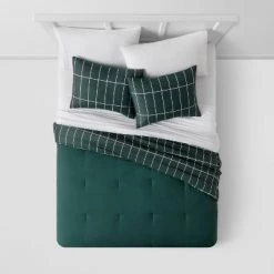 Grid Print Microfiber Reversible Comforter & Sheet Set Dark Green - Room Essentials™ -Room Essentials Sales Store GUEST 4daf5f1a f5e2 4ffd 9c0a 0163fb5f2872