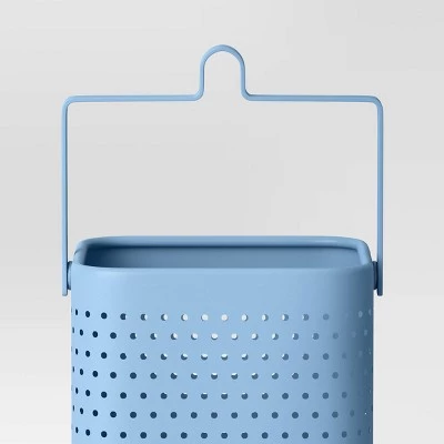 10"x5.93" Pillar Iron Outdoor Lantern Candle Holder - Room Essentials™ Blue 4 10"x5.93" Pillar Iron Outdoor Lantern Candle Holder - Room Essentials™ Blue - Image 4