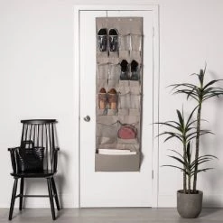 15 Pocket Over the Door Hanging Shoe Organizer Gray - Room Essentials™