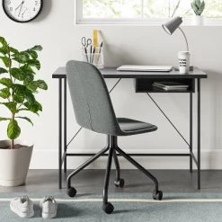 Wood and Metal Writing Desk with Storage - Room Essentials™ Black