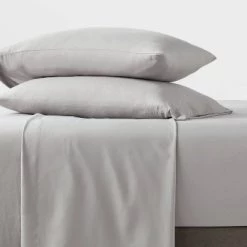Full Garment Washed Microfiber Solid Sheet Set Gray - Room Essentials™