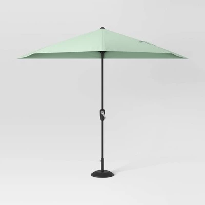 8.83'x7.81' Half-Circle Outdoor Patio Market Umbrella with Black Pole - Room Essentials™ 7 8.83'x7.81' Half-Circle Outdoor Patio Market Umbrella with Black Pole - Room Essentials™ - Image 7