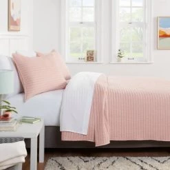 Garment Washed Microfiber Quilt Light Pink - Room Essentials™
