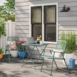 Steel Round Metal Mesh Folding Outdoor Portable Dining Table Green - Room Essentials™