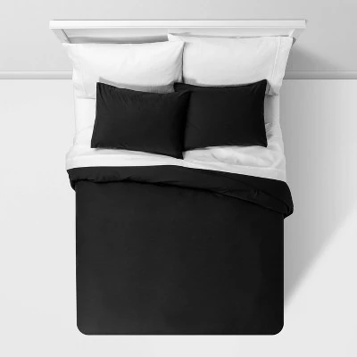 Easy-Care Duvet Cover & Sham Set - Room Essentials™ Black 2 Easy-Care Duvet Cover & Sham Set - Room Essentials™ Black - Image 2
