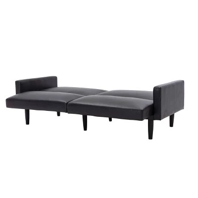 Faux Leather Futon Sofa with Arms Black - Room Essentials™ 8 Faux Leather Futon Sofa with Arms Black - Room Essentials™ - Image 8