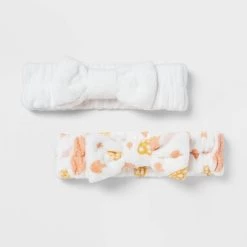 2pk Microfiber Spa Headbands Pink/White - Room Essentials™