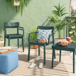 Elba Outdoor Patio Dining Chair Stacking Chair - Room Essentials™ Blue