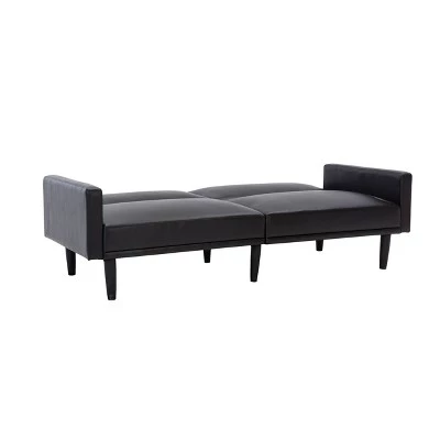 Faux Leather Futon Sofa with Arms Black - Room Essentials™ 5 Faux Leather Futon Sofa with Arms Black - Room Essentials™ - Image 5