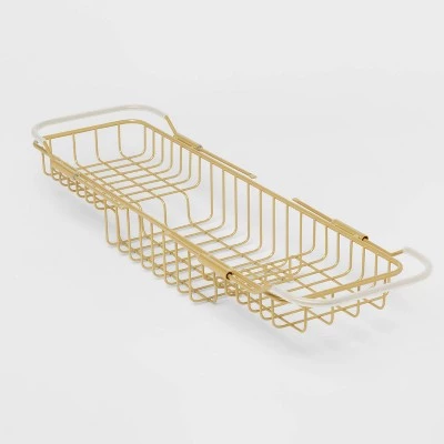 Metal Bathtub Tray with Expandable Arms Brass - Room Essentials™ 2 Metal Bathtub Tray with Expandable Arms Brass - Room Essentials™ - Image 2
