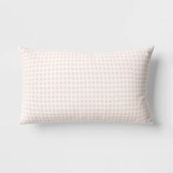 10"x17" Micro Grid Rectangular Outdoor Lumbar Pillow - Room Essentials™ Pink -Room Essentials Sales Store GUEST b5dfcf54 6611 432a 80b3 daf055261733