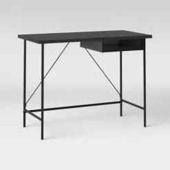 Wood and Metal Writing Desk with Storage - Room Essentials™ Black -Room Essentials Sales Store GUEST b6ee626e 3265 49db 8365 a9aaf9b3dcc2