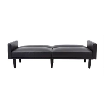 Faux Leather Futon Sofa with Arms Black - Room Essentials™ 4 Faux Leather Futon Sofa with Arms Black - Room Essentials™ - Image 4