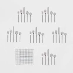 30pc Squared Straight Flatware Set with Caddy - Room Essentials™ -Room Essentials Sales Store GUEST bd1ba533 0d64 4236 9db1 3c9c94926dd8