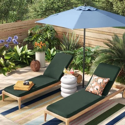 78"x22" Outdoor Chaise Lounge Cushion Fern Shower Green - Room Essentials™ 1 78"x22" Outdoor Chaise Lounge Cushion Fern Shower Green - Room Essentials™