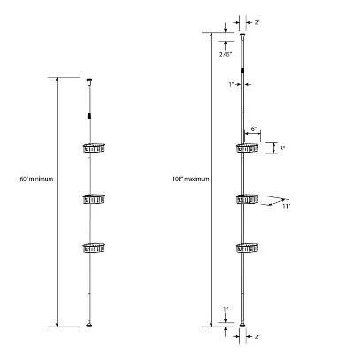 Steel Corner Tension Pole Caddy - Room Essentials™ Black 3 Steel Corner Tension Pole Caddy - Room Essentials™ Black - Image 3
