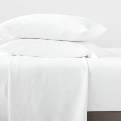 King Garment Washed Microfiber Solid Sheet Set White - Room Essentials™