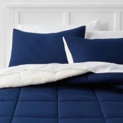 Standard Sherpa Washed Microfiber Comforter Sham - Room Essentials™ Black