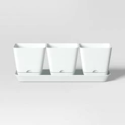 4pc Square Indoor Outdoor 3 Planter Pots with 1 Saucer 12.2"x4" - Room Essentials™ Black -Room Essentials Sales Store GUEST e485f92c 0df8 48b1 a7a6 d3d576a2c696