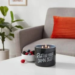 3-Wick 14oz Root for Your Damn Self Wild Berries and Verbena Candle Black - Room Essentials™
