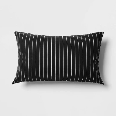 10"x17" Pin Stripe Rectangular Outdoor Lumbar Pillow - Room Essentials™ Black 4 10"x17" Pin Stripe Rectangular Outdoor Lumbar Pillow - Room Essentials™ Black - Image 4