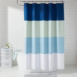 Microfiber Colorblock Large Striped Shower Curtain - Room Essentials™