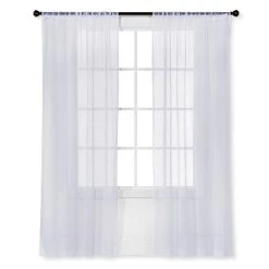 1pc Sheer Crinkle Window Curtain Panel White - Room Essentials™