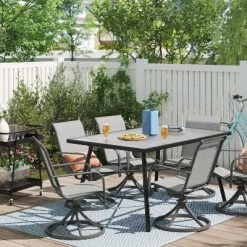 Glass Rectangle 6 Person Outdoor Patio Dining Table Black - Room Essentials™