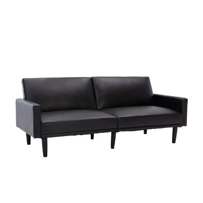 Faux Leather Futon Sofa with Arms Black - Room Essentials™ 7 Faux Leather Futon Sofa with Arms Black - Room Essentials™ - Image 7