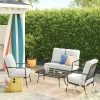 2pc Metal Mesh Outdoor Patio Chairs with Double Cushions, Club Chairs Black - Room Essentials™