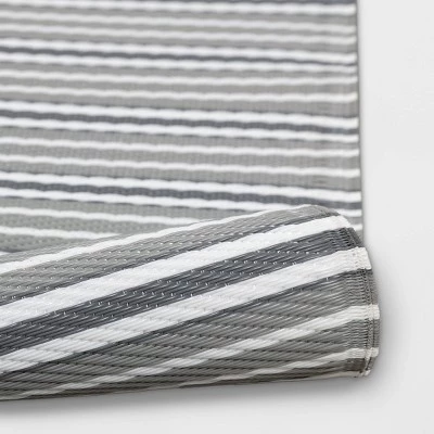 Striped Indoor/Outdoor Rug - Room Essentials™ Gray 3 Striped Indoor/Outdoor Rug - Room Essentials™ Gray - Image 3
