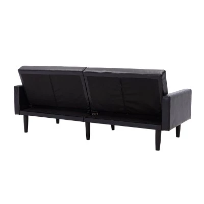 Faux Leather Futon Sofa with Arms Black - Room Essentials™ 6 Faux Leather Futon Sofa with Arms Black - Room Essentials™ - Image 6